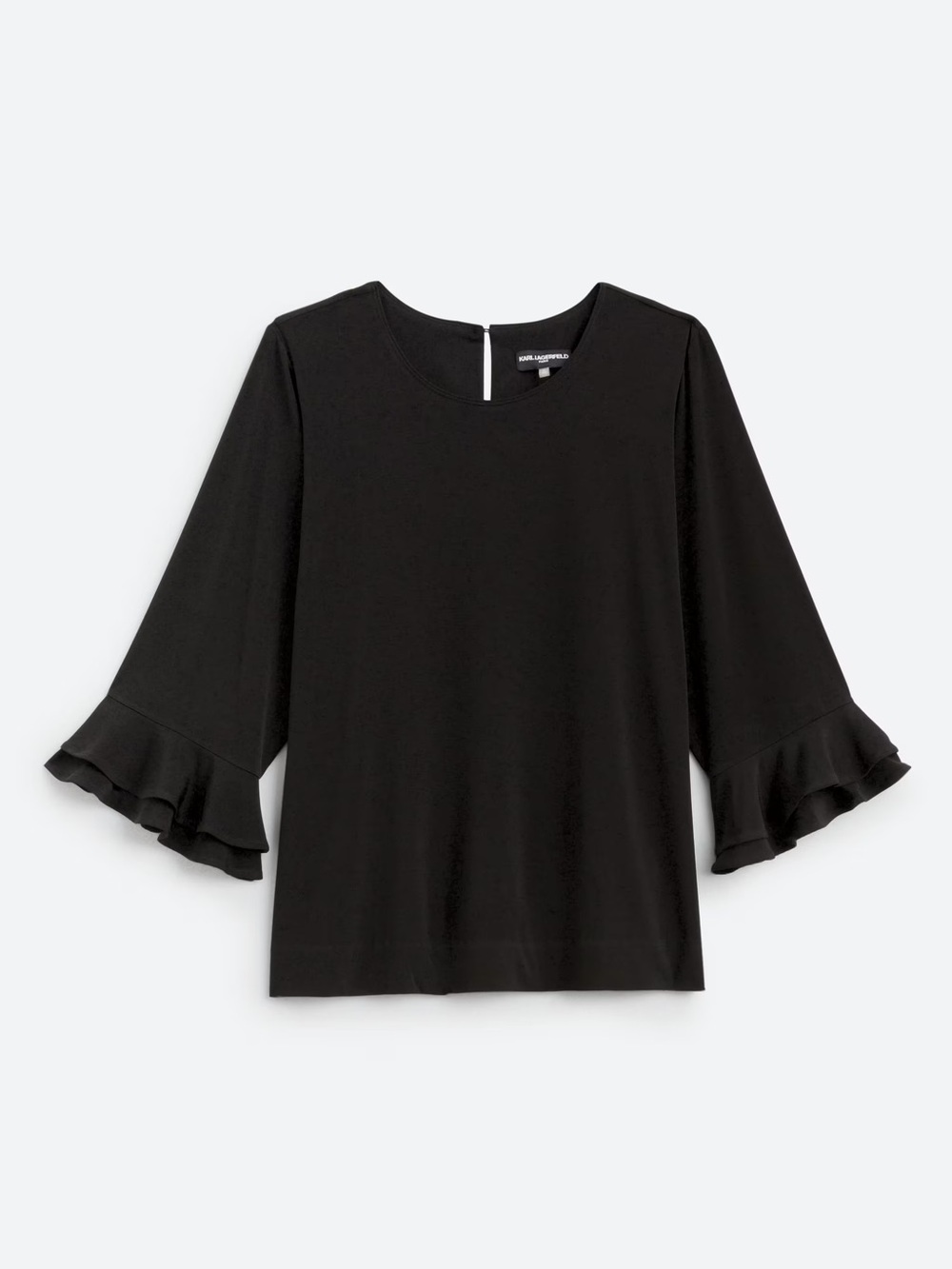 Karl Lagerfeld Black Ruffle Sleeve Top